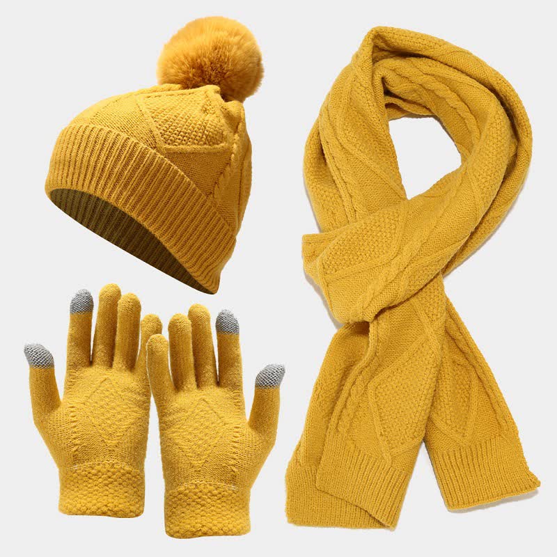 Wolxa | Driedelige Dames Winter Set - Muts, Sjaal en Handschoenen - Elegante Winterlook - Afbeelding 2