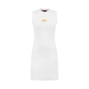 Malelions Women Signature Dress | White/Orange