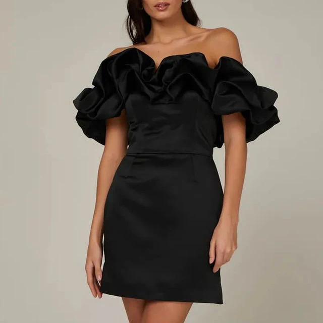 Myrell | Off-Shoulder Cocktail Jurk Met Ruches - Afbeelding 4