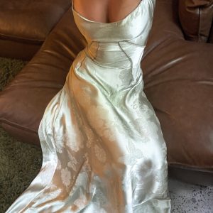 Gilda | Luxe Maxi Jurk met Elegante Bloemen Print - Kleur Pistache Groen