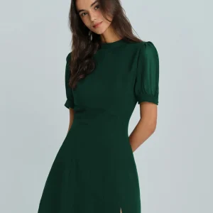 Nishel | Chiffon Mini Jurk - Mock Nek Ontwerp met Transparante Details