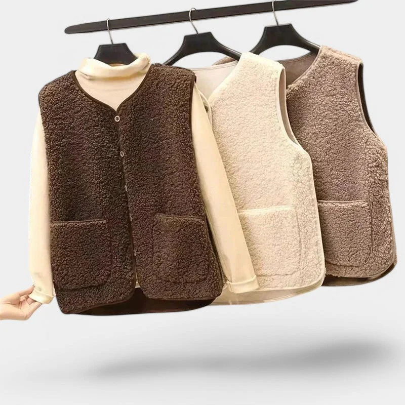 Glea | Teddy Gilet Dames - Comfortabel, Zacht Mouwloos Vest