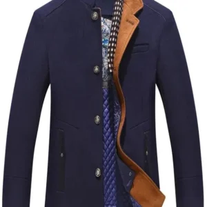 Heren Mantel Winterjas met Afneembare Ritskraag