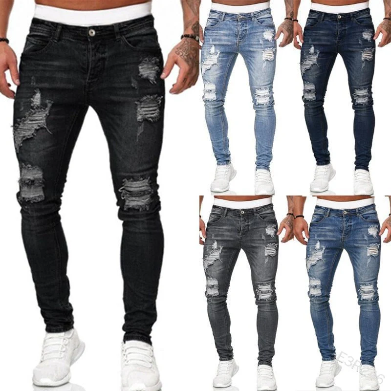 Heren Jeans Slim Fit met Ripped Details en Rechte Pijpen - Afbeelding 6