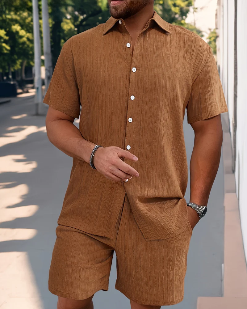 Heren Kleding Set Korte Broek met Korte Mouwen Shirt en Comfortabele Pasvorm - Afbeelding 4