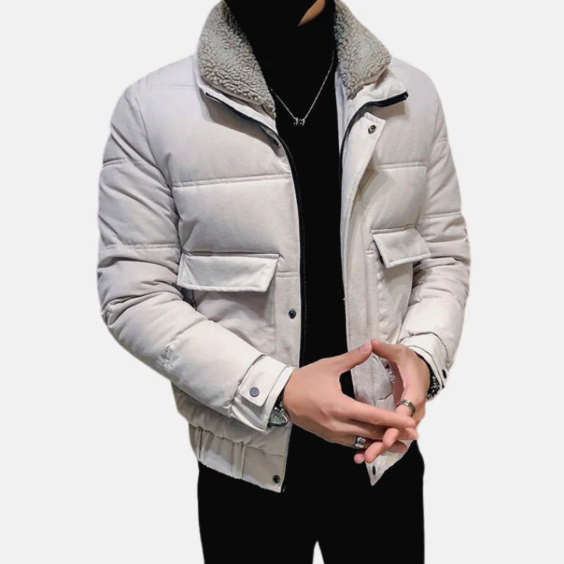 Heren Pufferjas Kort met Warme Fleece Kraag - Afbeelding 3