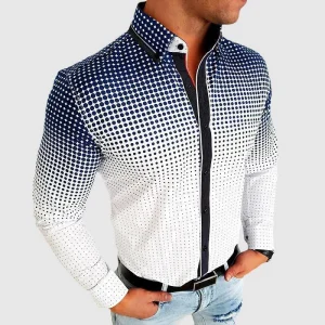 Heren Overhemd Slim Fit Vouwkraag met Onzichtbare Sluiting