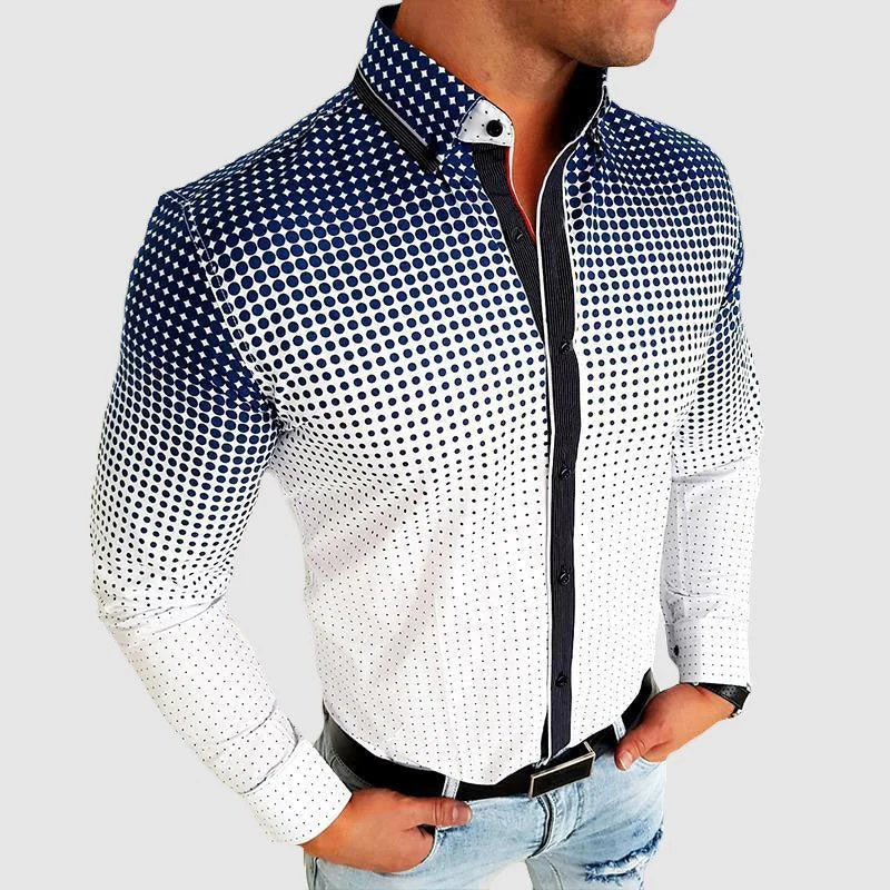 Heren Overhemd Slim Fit Vouwkraag met Onzichtbare Sluiting