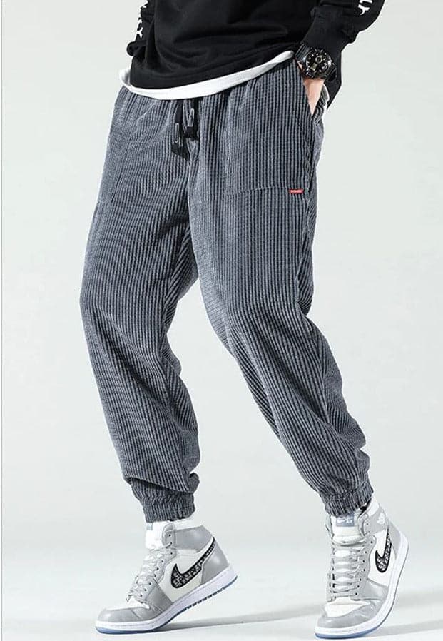 Heren Wijde Joggingbroek met Nauwsluitende Pijpen Corduroy - Afbeelding 3