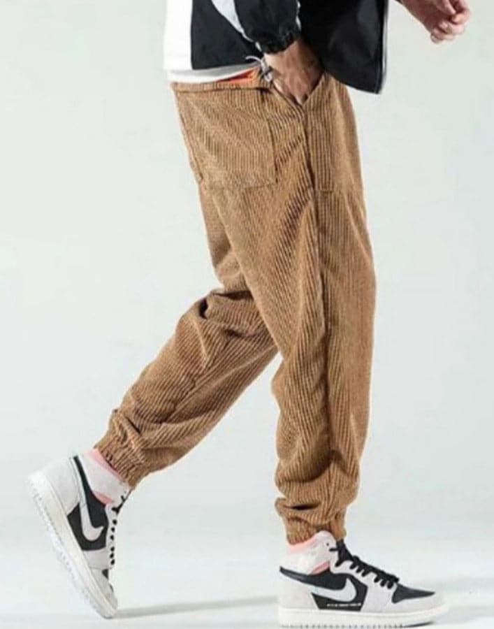 Heren Wijde Joggingbroek met Nauwsluitende Pijpen Corduroy - Afbeelding 8