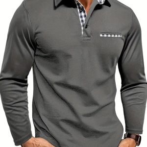 Heren Poloshirt met Lange Mouwen en Borstzak