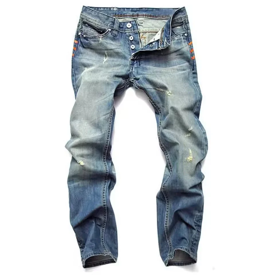 Heren Jeans Gescheurd Design met Comfortabele Pasvorm - Afbeelding 3
