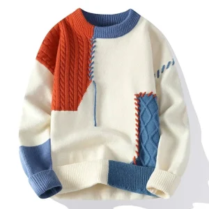 Heren Sweater met Losse Pasvorm en Patchworkpatroon