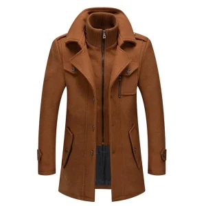 Heren Trenchcoat met Thermische Voering en Winddichte Kraag