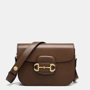 Mellie | Stijlvolle Bruine Dames Crossbody in Leather Look met Gouden Details