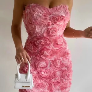Très Jolie | Strapless Jurk Met Bloemmotief