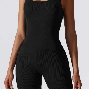 Caitlin | Zwart Ribbed Bodysuit Dames – Naadloos & Sculptend