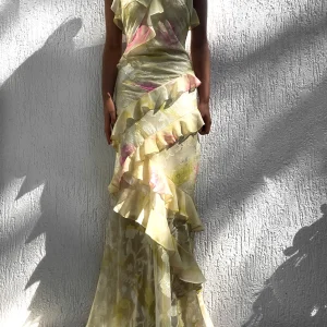 Mea | Gele Chiffon Maxi Jurk met Ruches