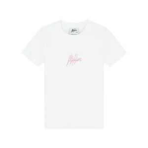Malelions Junior Girls Kiki T-Shirt | White/Dark Pink