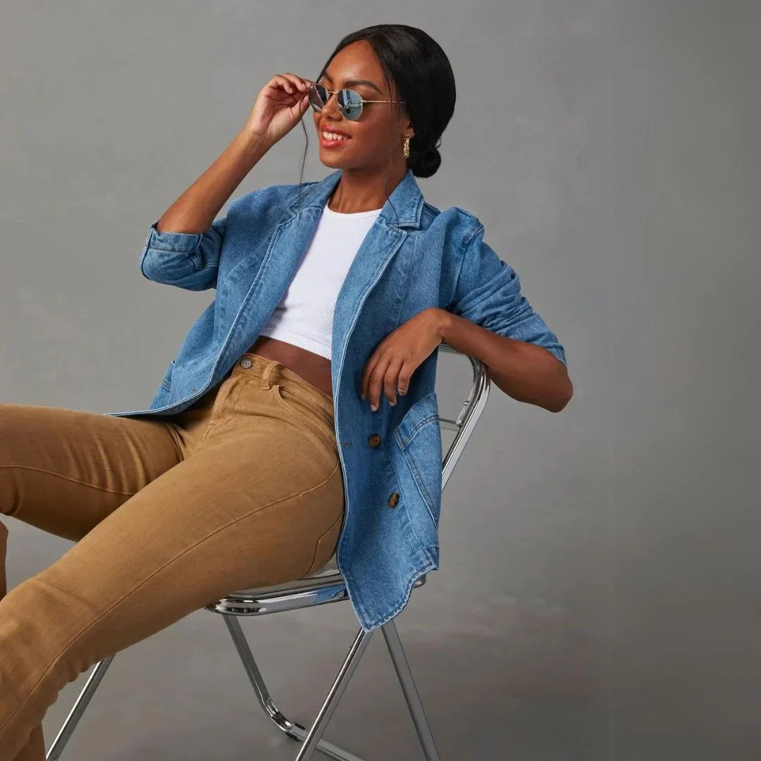 Denim Blazer Jas met Moderne Flair - Afbeelding 4