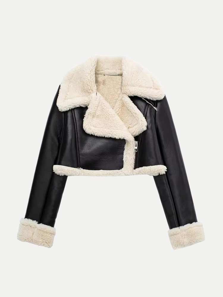 Jolly | Luxe Dames Winterjas - Leren Jas met Trendy Faux Fur