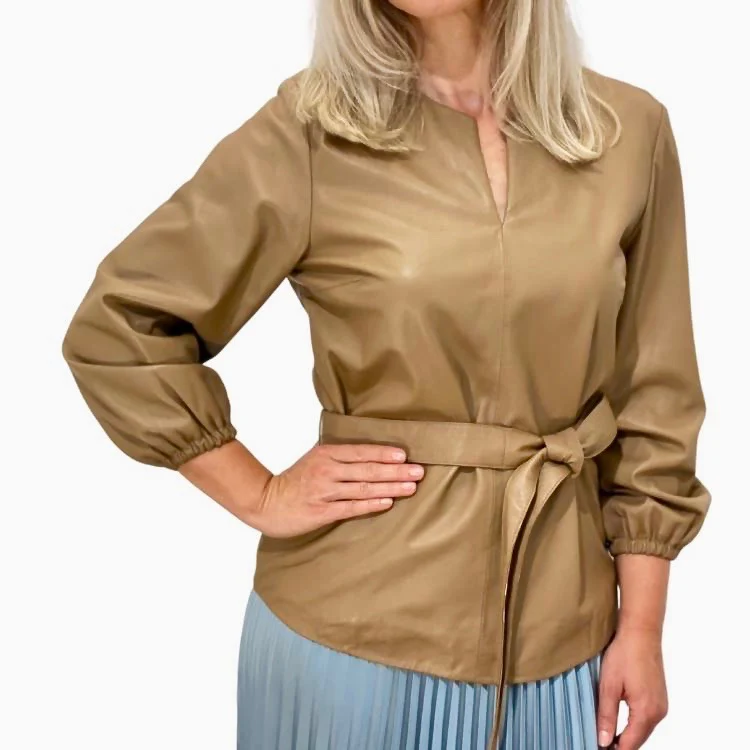 Blair leerblouse met riem - Afbeelding 4