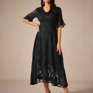 Kaycee | Dames Midi Jurk - Delicaat Kant, Elegant voor Bruiloft en Feesten