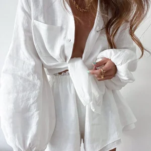 Mollie | Tweedelige Zomerset - Linnen Blouse en Casual Shorts
