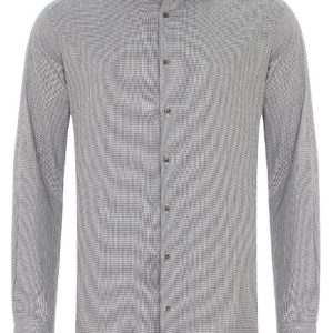 Liefling Heren Overhemd Grijs Met Wit One Piece Boord Flanel Slim Fit
