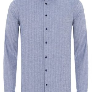 Liefling Overhemd Lichtblauw Herringbone Flanel One Piece Boord Slim Fit