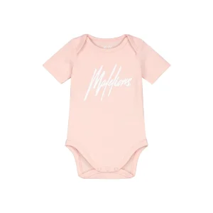 Malelions Baby Signature Shortsleeve Bodysuit | Light Pink