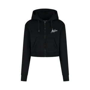 Malelions Women Cropped Zip Hoodie | Black