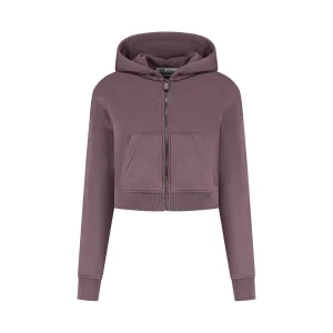Malelions Women Cropped Zip Hoodie | Charcoal