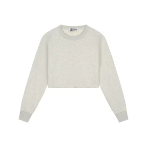 Malelions Women Cropped Gallery Sweater | Grey Melange