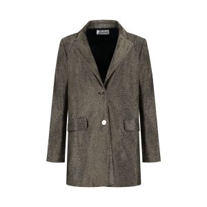 Malelions Women Sparkling Oversized Blazer | Gold