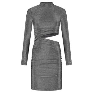 Malelions Women Sparkling Cut-Out Dress | Silver