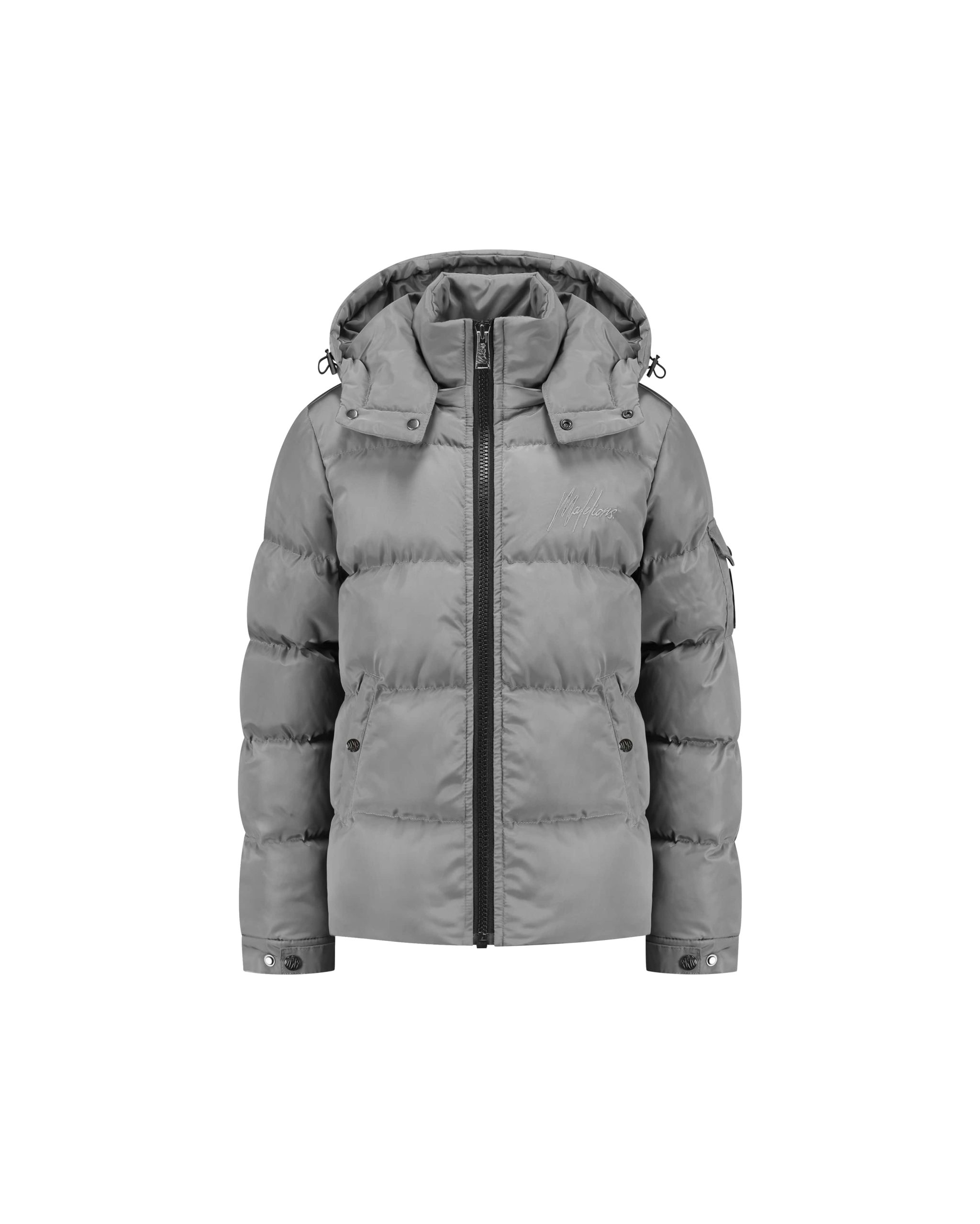 Malelions Junior Patch Puffer Jacket | Light Grey - Afbeelding 2