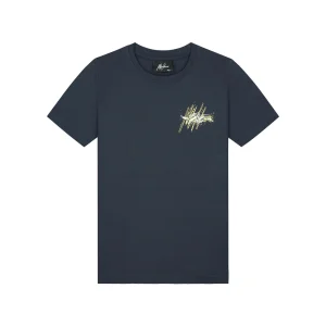 Malelions Junior Splash T-Shirt | Navy/Bright Yellow