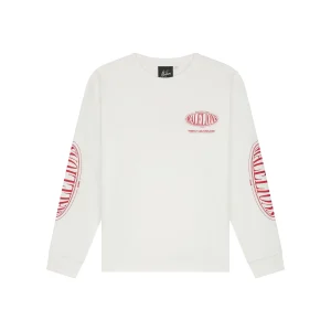 Malelions Junior Relaxed Lifestyle Longsleeve T-Shirt | Off-White/Red