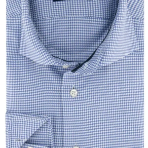 Sleeve7 Heren Overhemd Donkerbauw Pied de Poule Modern Fit