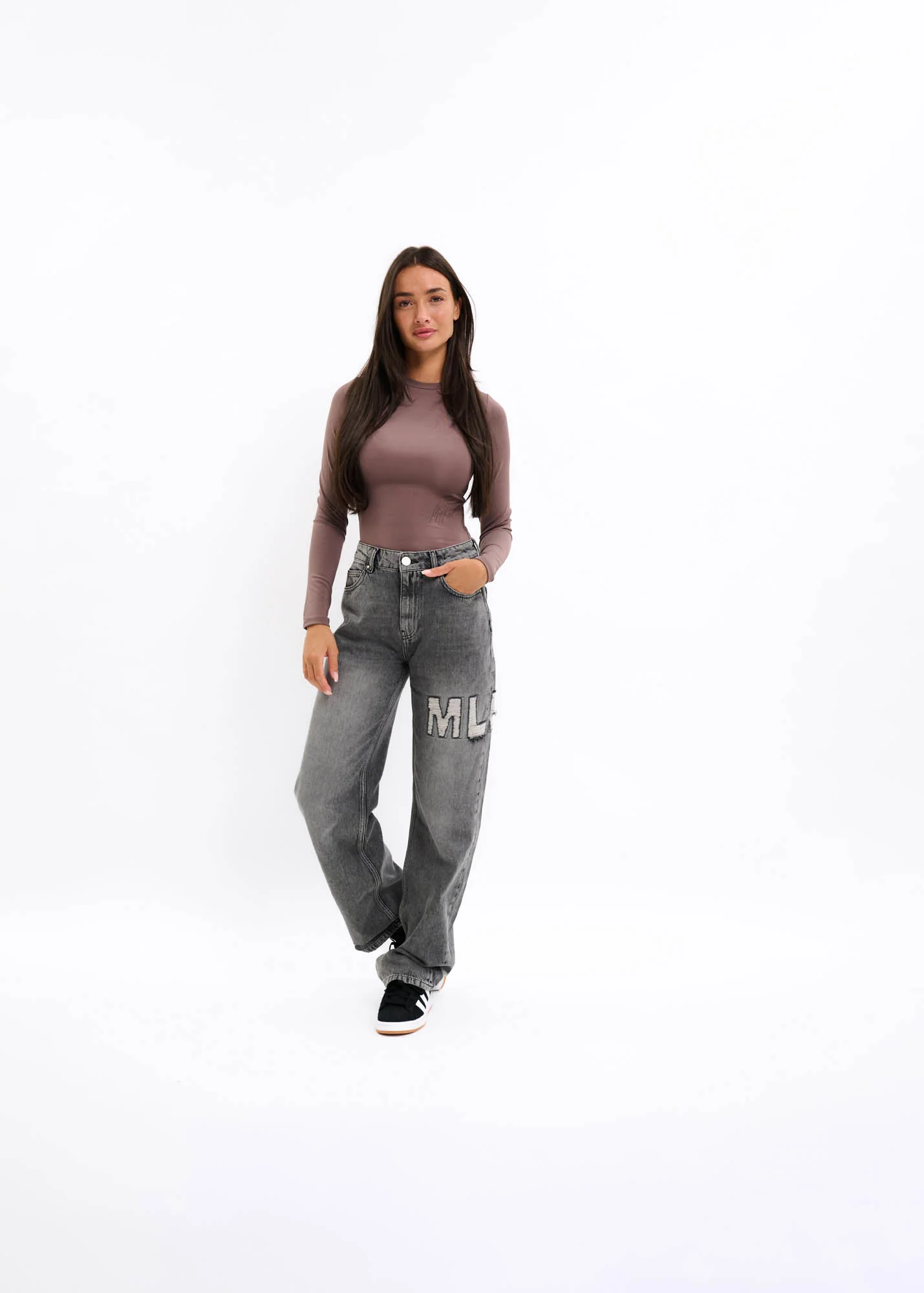 Malelions Women Crewneck Bodysuit | Stone Brown - Afbeelding 3