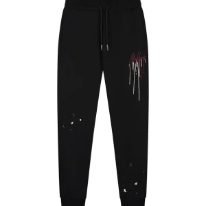 Malelions Men Regular Painter Sweatpants | Black/Burgundy