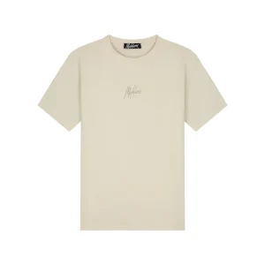 Malelions Men Striped Signature T-Shirt | Beige