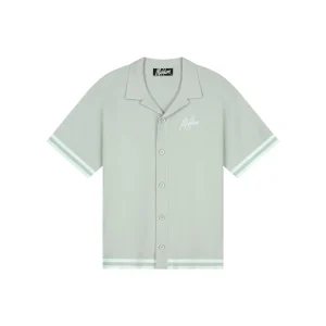 Malelions Men Knitted Camp Collar Shirt | Pale Aqua