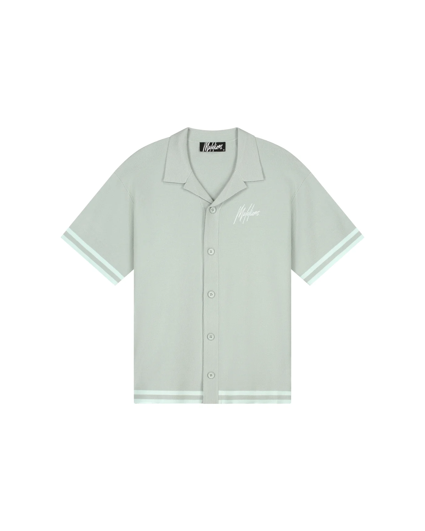 Malelions Men Knitted Camp Collar Shirt | Pale Aqua