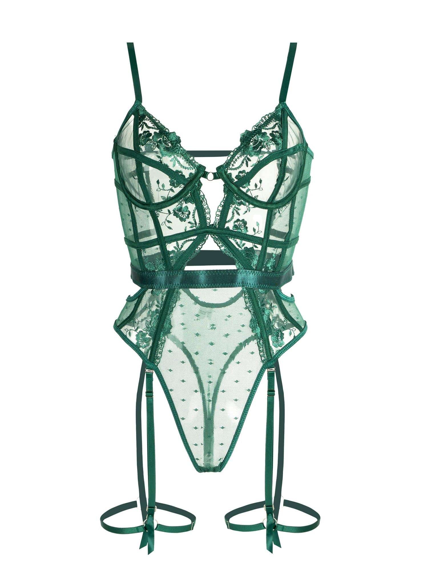 Groene Kanten Body Lingerie met Beugel - Afbeelding 9