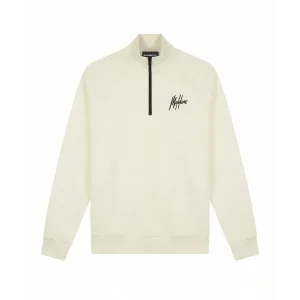 Malelions Sport Logo Raglan Half Zip Sweater | Off-White