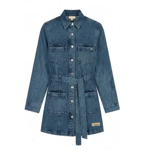 Malelions Women Cargo Denim Dress | Light Blue