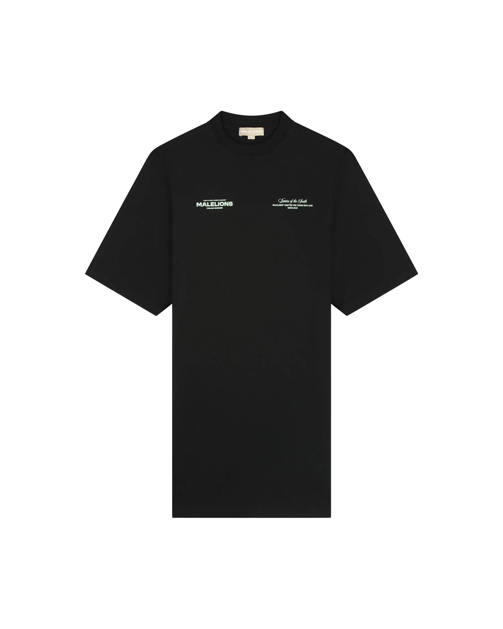 Malelions Women Italian Summer T-Shirt Dress | Black/Pistachio