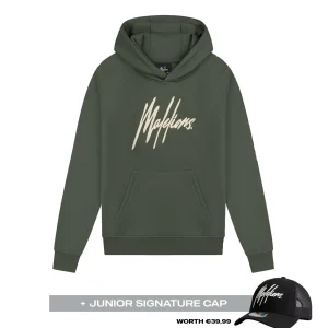 Malelions Junior Essentials Hoodie | Army/Off-white